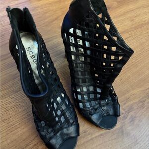 Bebe Black Caged Heels